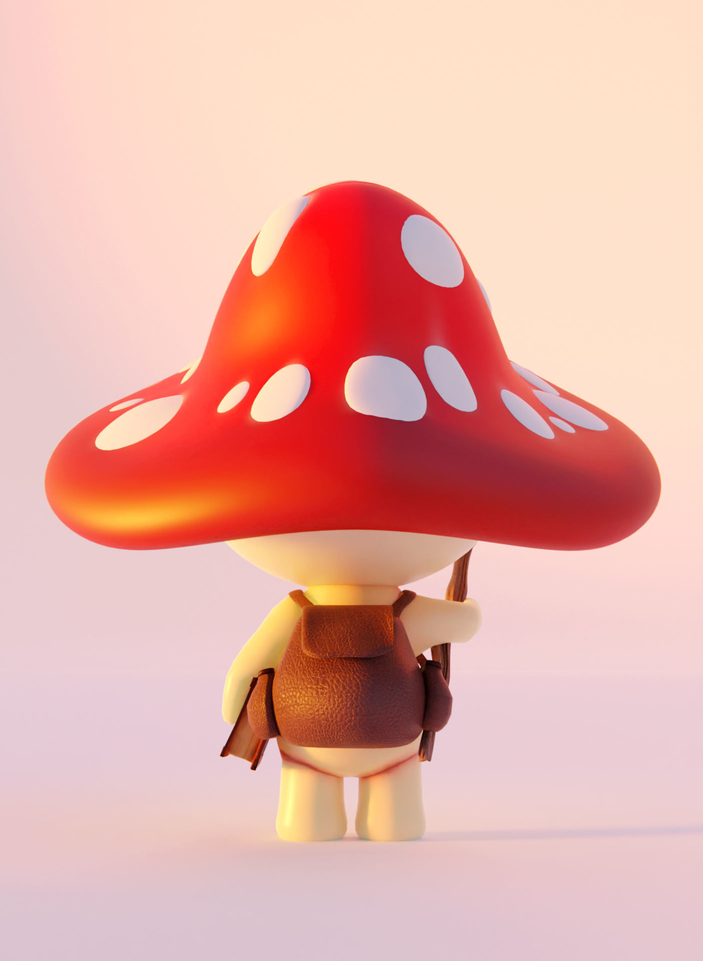 Mushroom Wizard  Low-poly 3D model_10