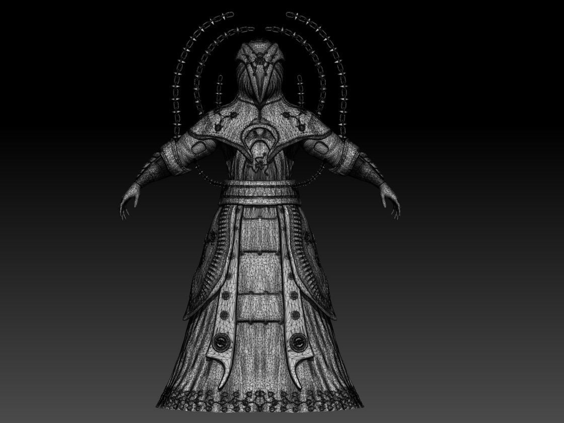 Cultist statue of woman 3D model_3