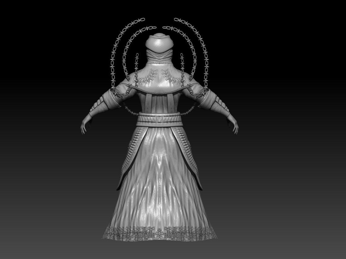 Cultist statue of woman 3D model_2