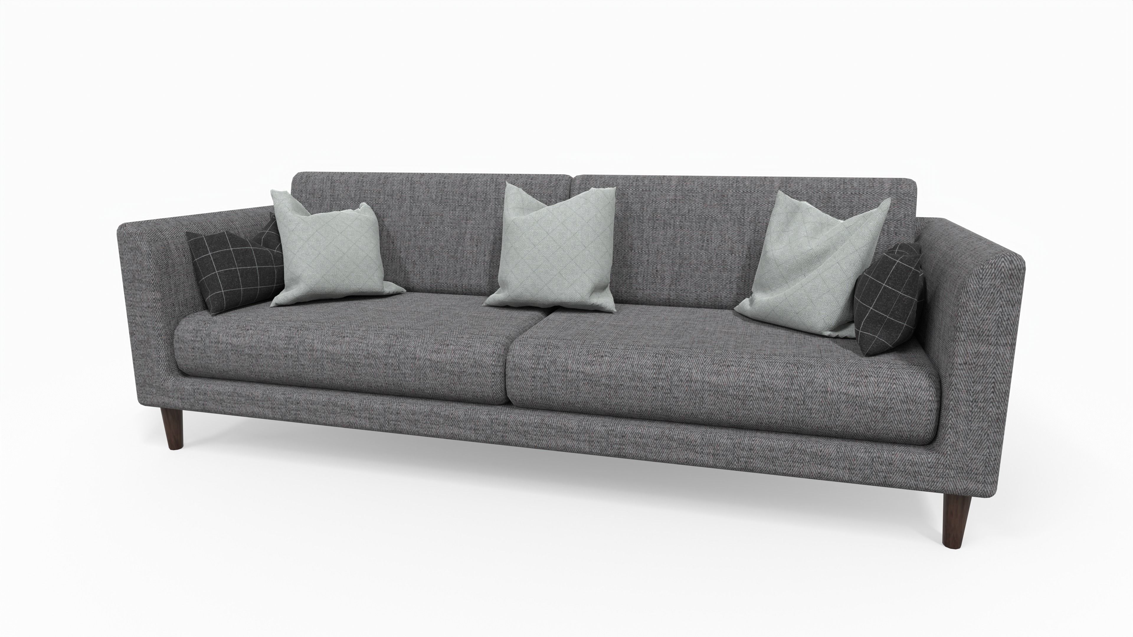 Fabric Couch with Pillow Low-poly 3D model_2