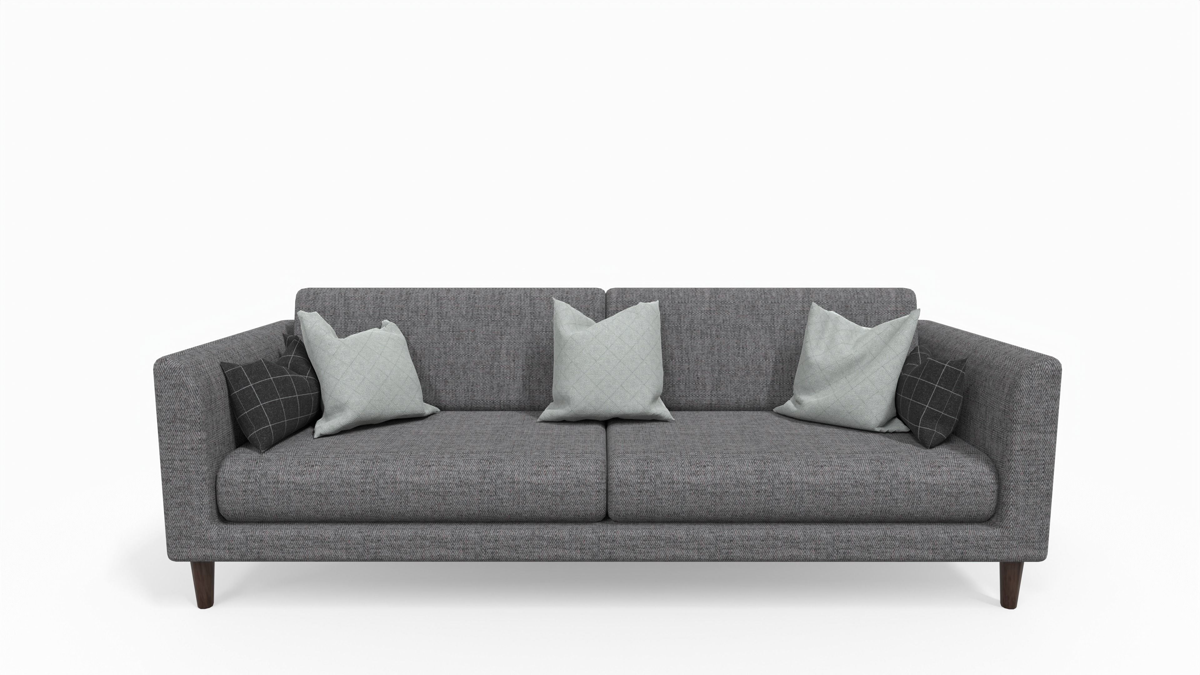 Fabric Couch with Pillow Low-poly 3D model_3