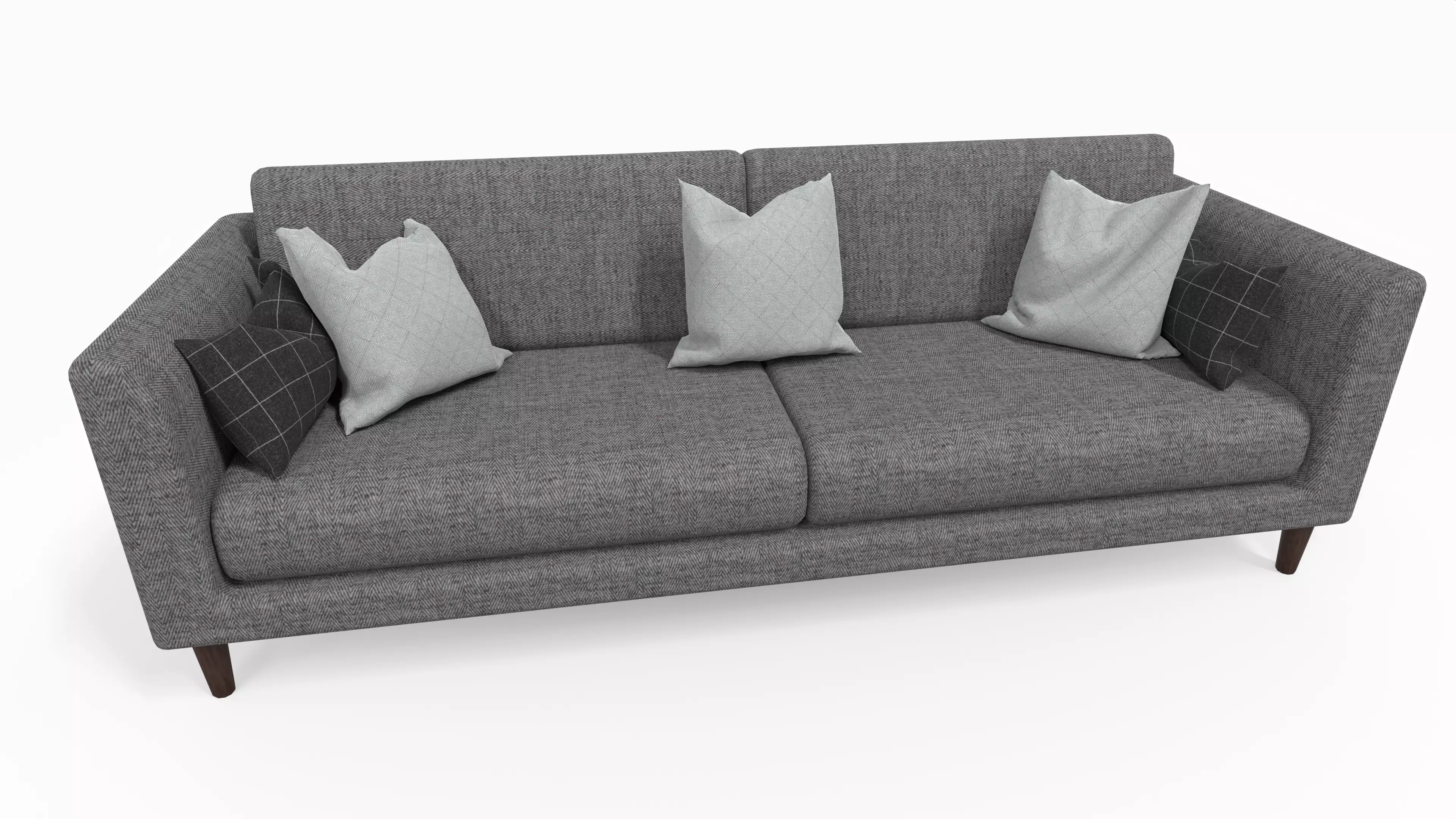 Fabric Couch with Pillow Low-poly 3D model_0