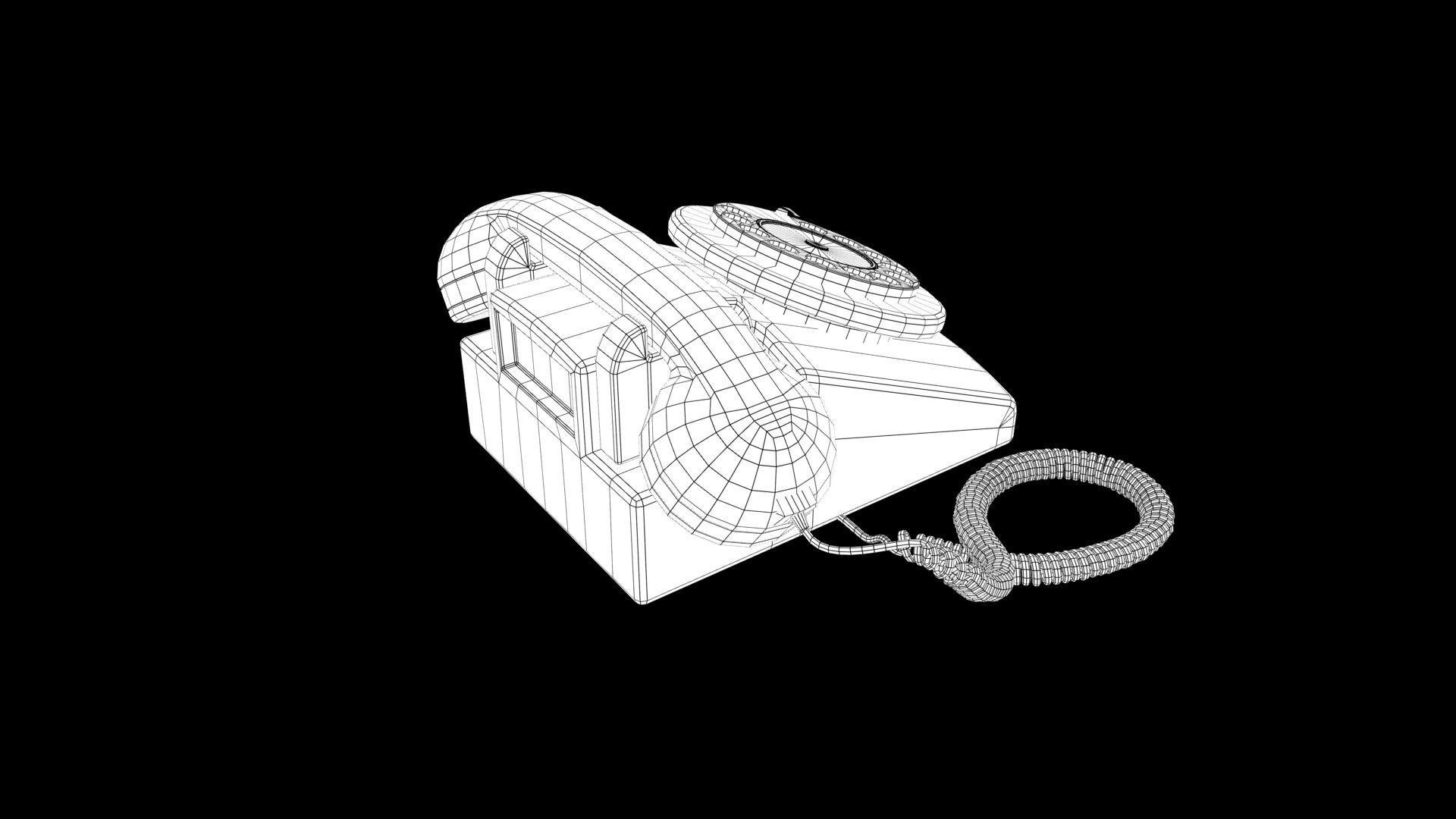 retro cable landline Low-poly 3D model_9