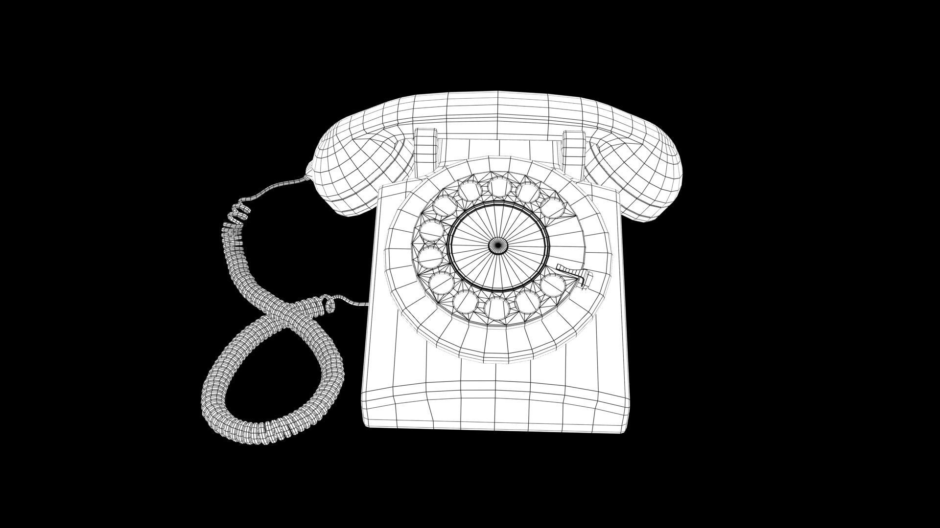 retro cable landline Low-poly 3D model_6