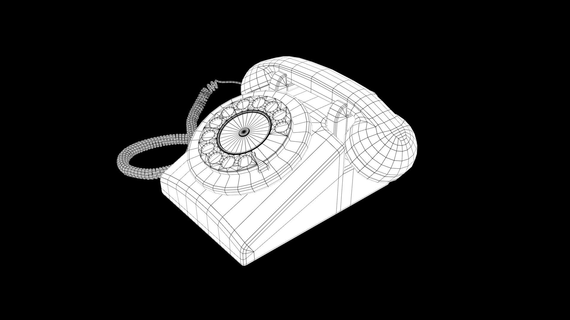 retro cable landline Low-poly 3D model_7