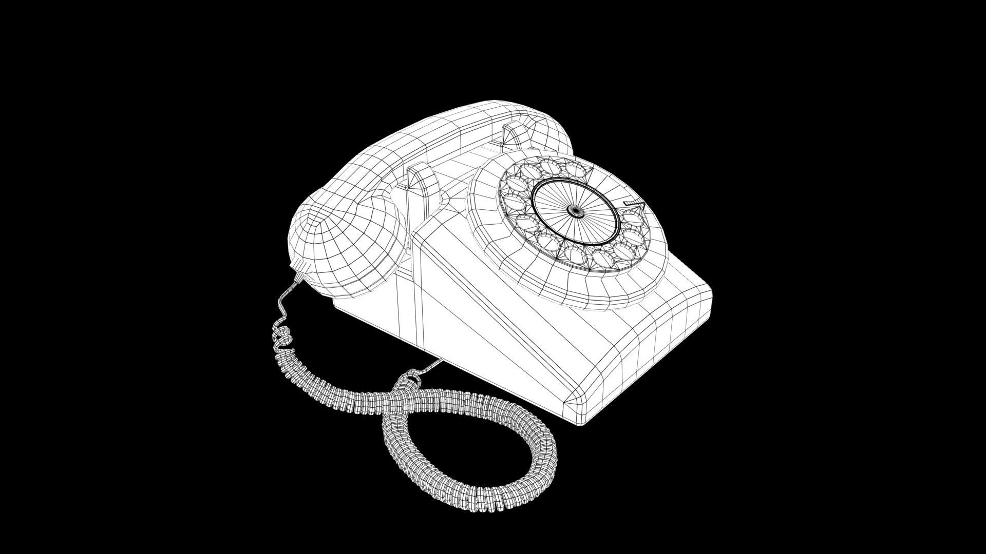 retro cable landline Low-poly 3D model_10