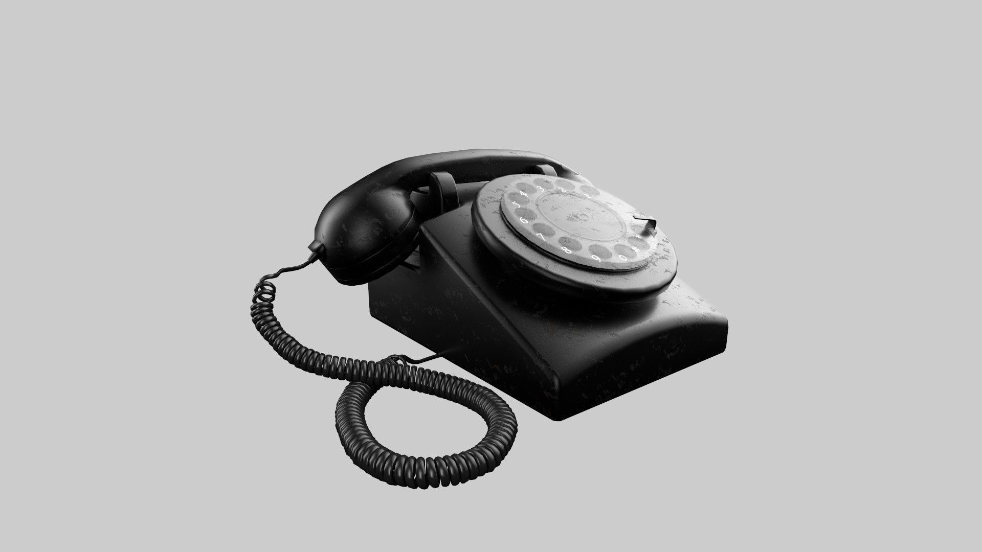 retro cable landline Low-poly 3D model_3