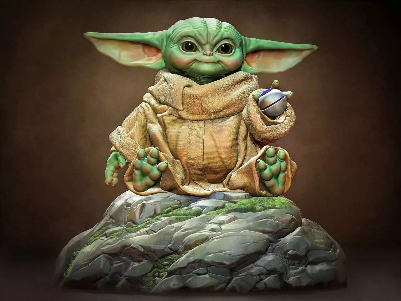 Grogu baby yoda statue 3D print model_0