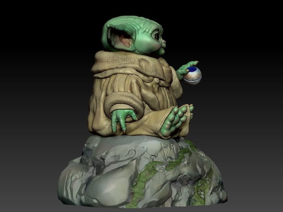 Grogu baby yoda statue 3D print model_6