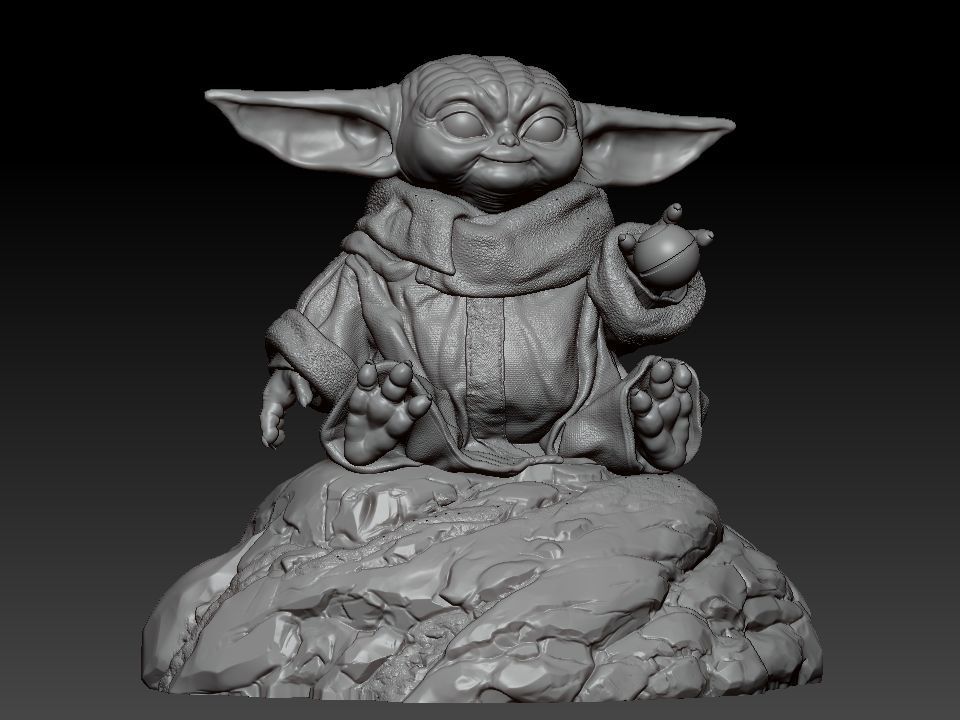 Grogu baby yoda statue 3D print model_3