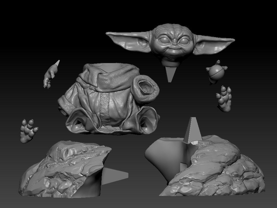Grogu baby yoda statue 3D print model_60