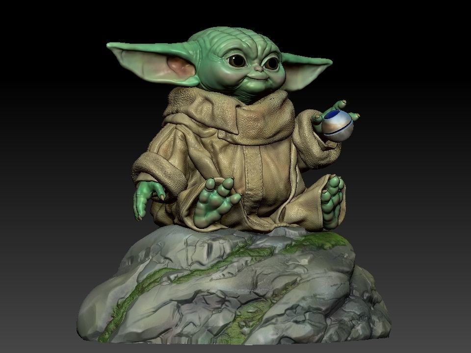 Grogu baby yoda statue 3D print model_4