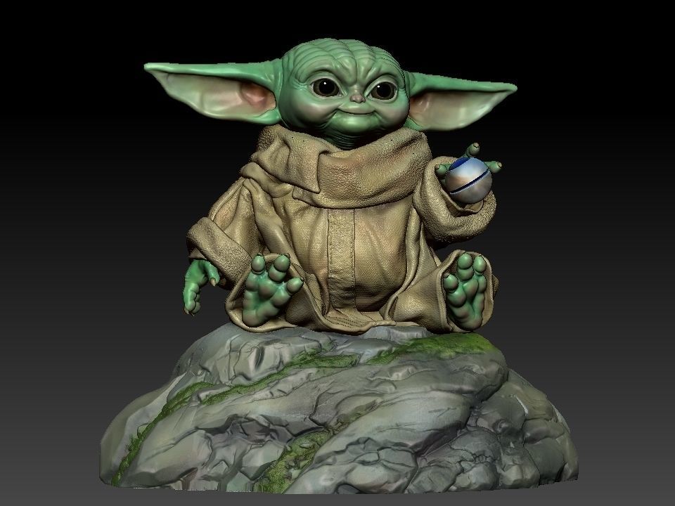 Grogu baby yoda statue 3D print model_2