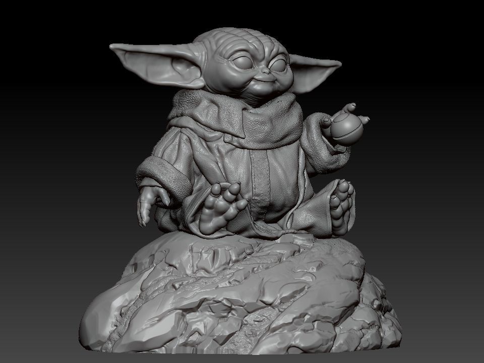 Grogu baby yoda statue 3D print model_5