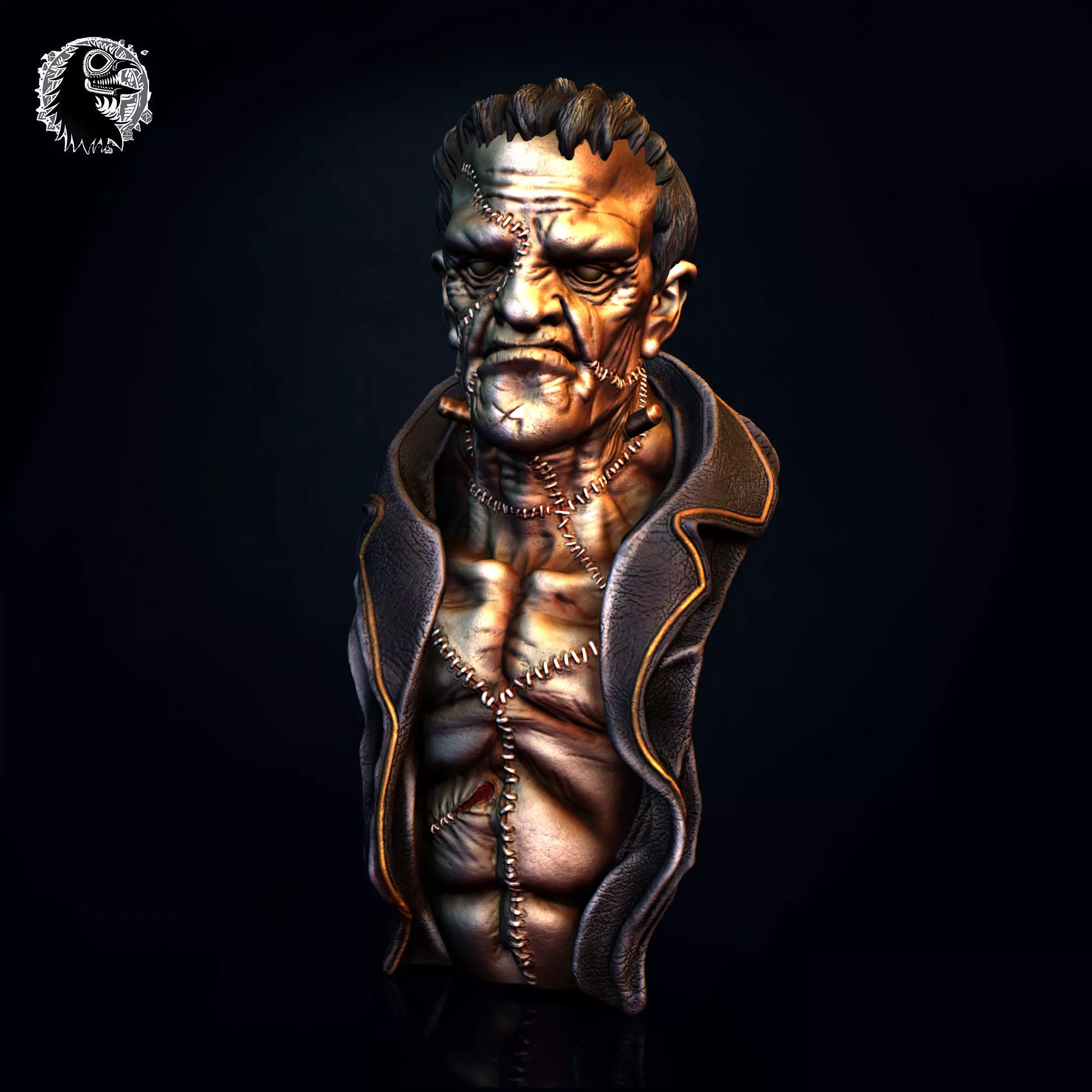 Frankenstein Bust Pre-supported 3D print model_0