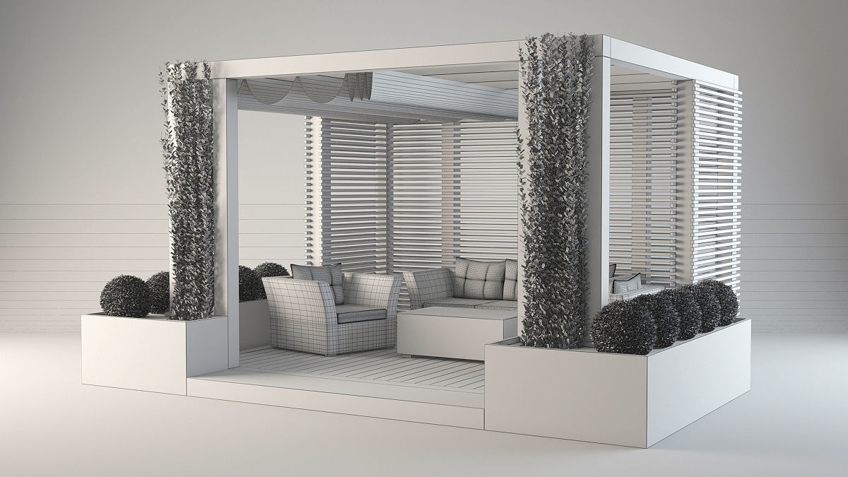 Modern pergola 3D model_4
