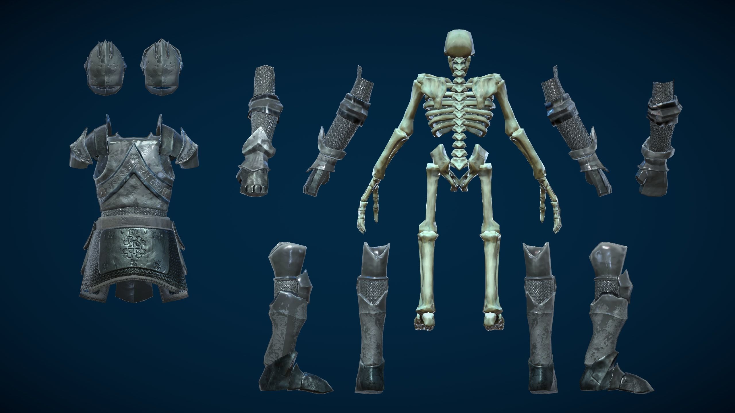 Stylized Skeleton Knight Low-poly 3D model_2