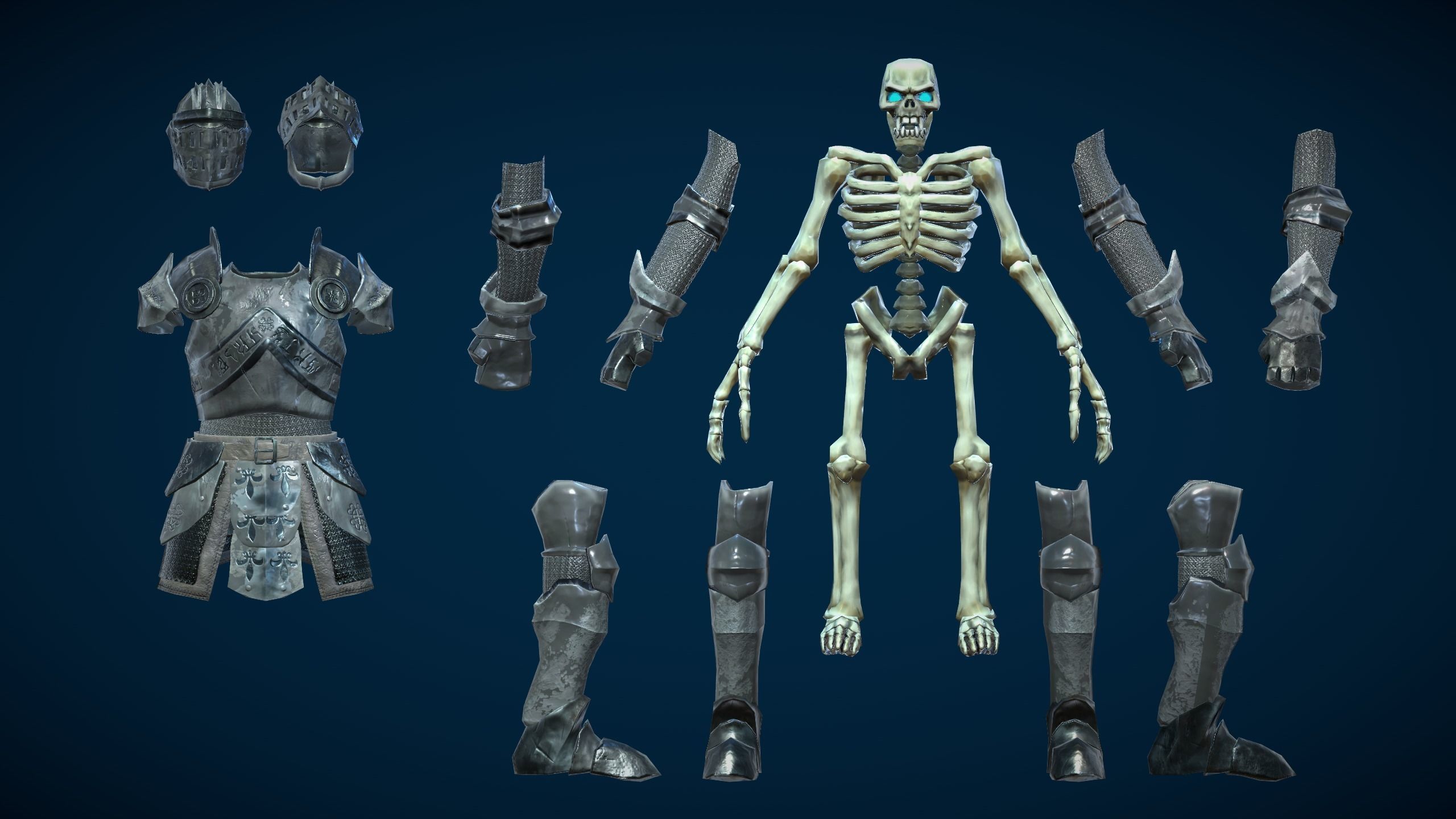 Stylized Skeleton Knight Low-poly 3D model_3