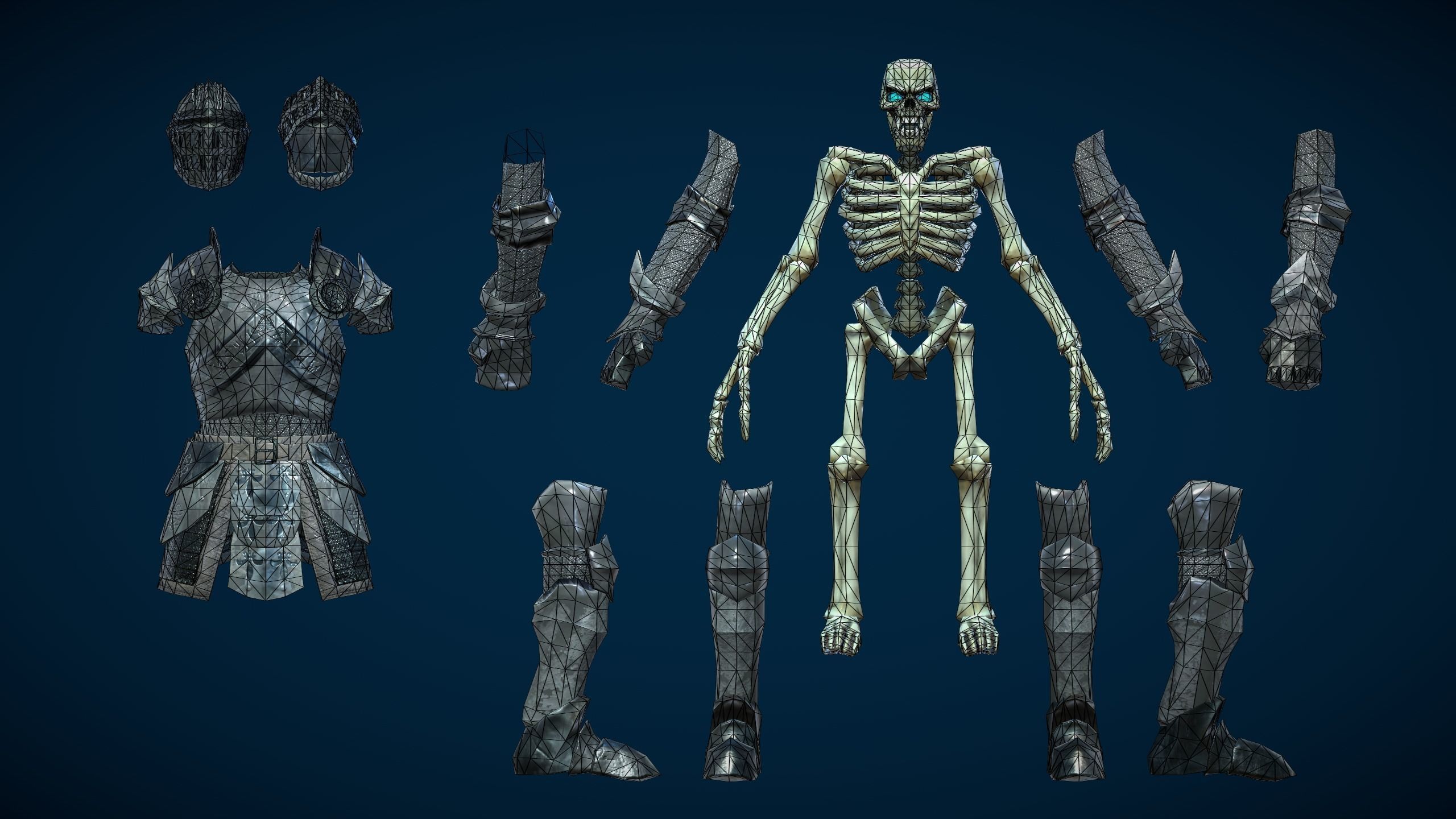 Stylized Skeleton Knight Low-poly 3D model_4