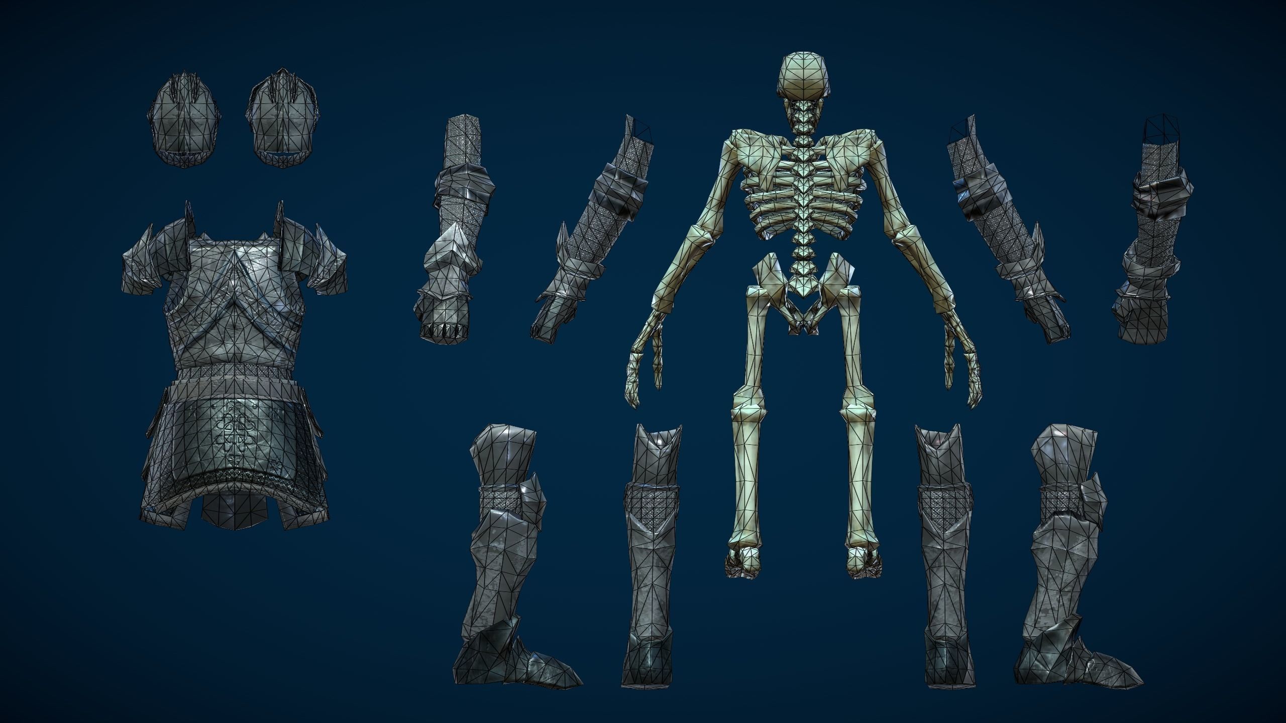 Stylized Skeleton Knight Low-poly 3D model_5
