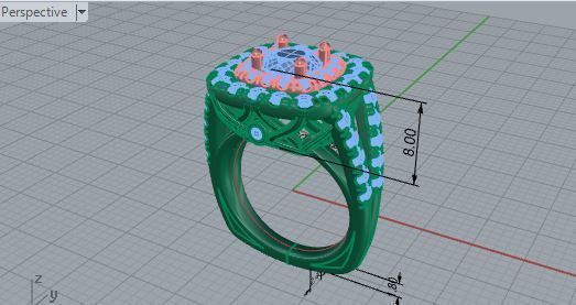 3-Row diamond ring 3087 3D print model 3D print model_7
