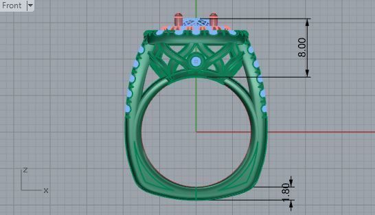3-Row diamond ring 3087 3D print model 3D print model_5