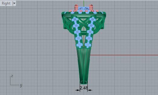 3-Row diamond ring 3087 3D print model 3D print model_6