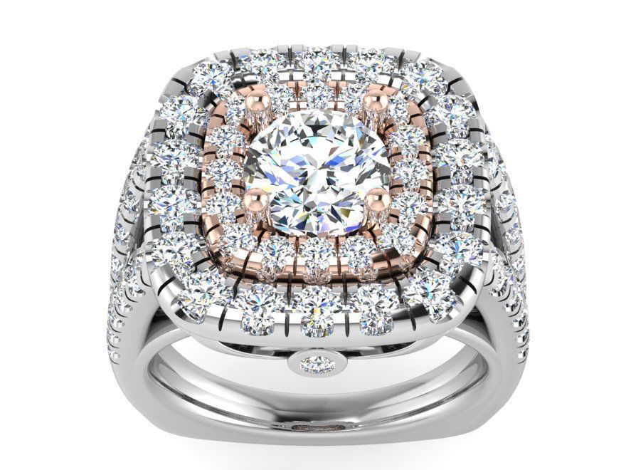 3-Row diamond ring 3087 3D print model 3D print model_1