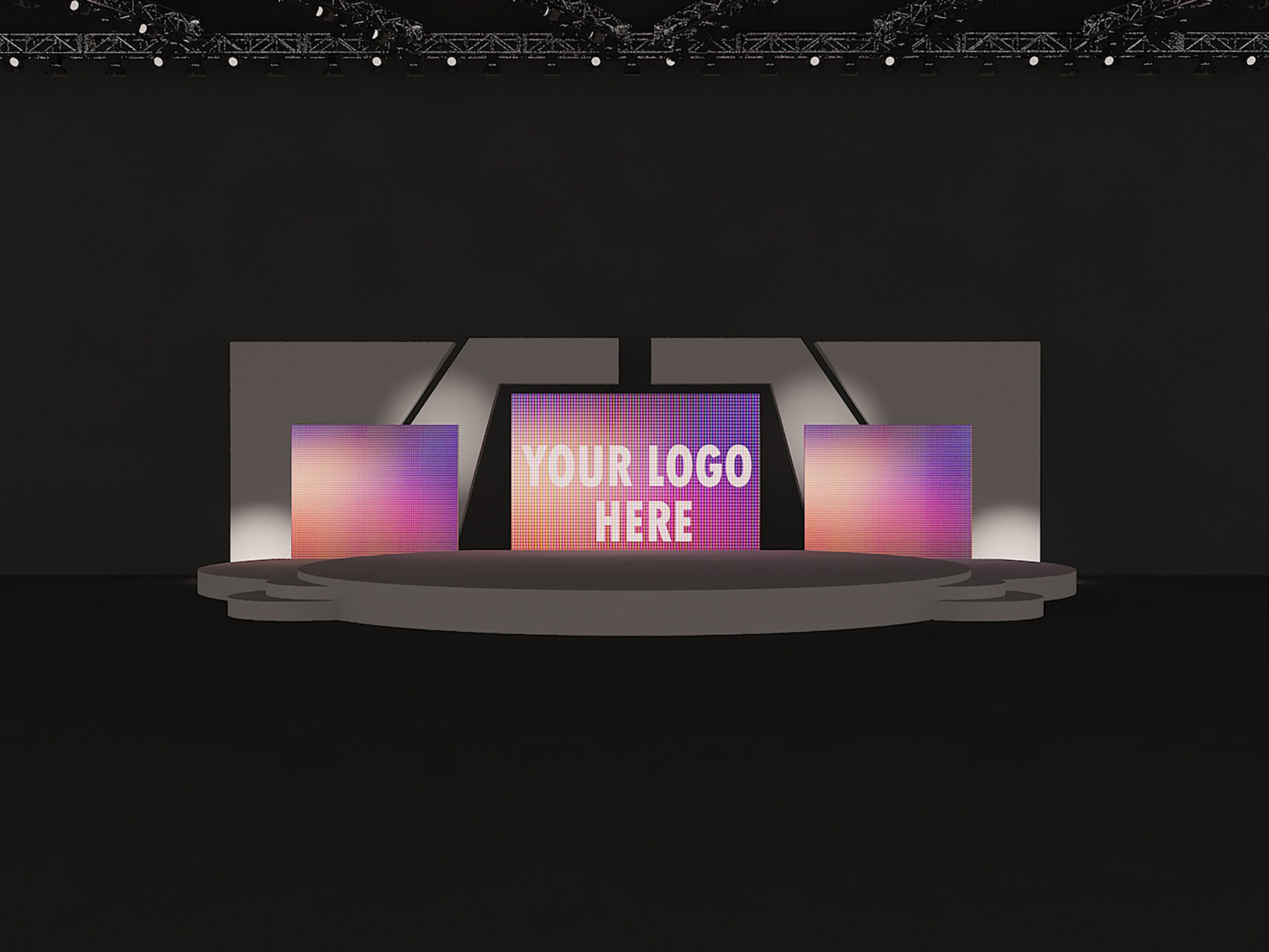 Event and Conference Stage With Led Screens 3D model_1