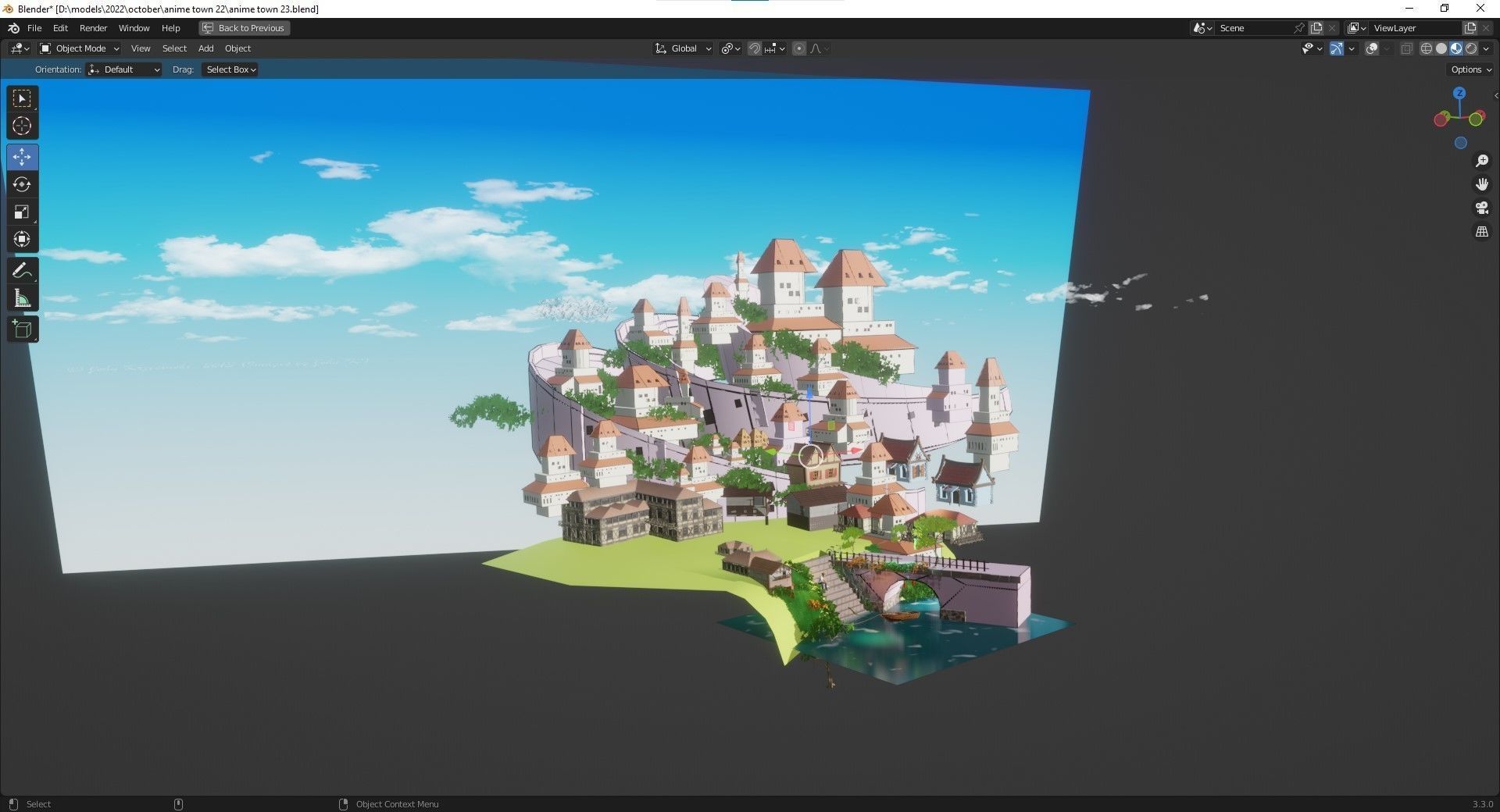 blender anime village town scene 3D model_5