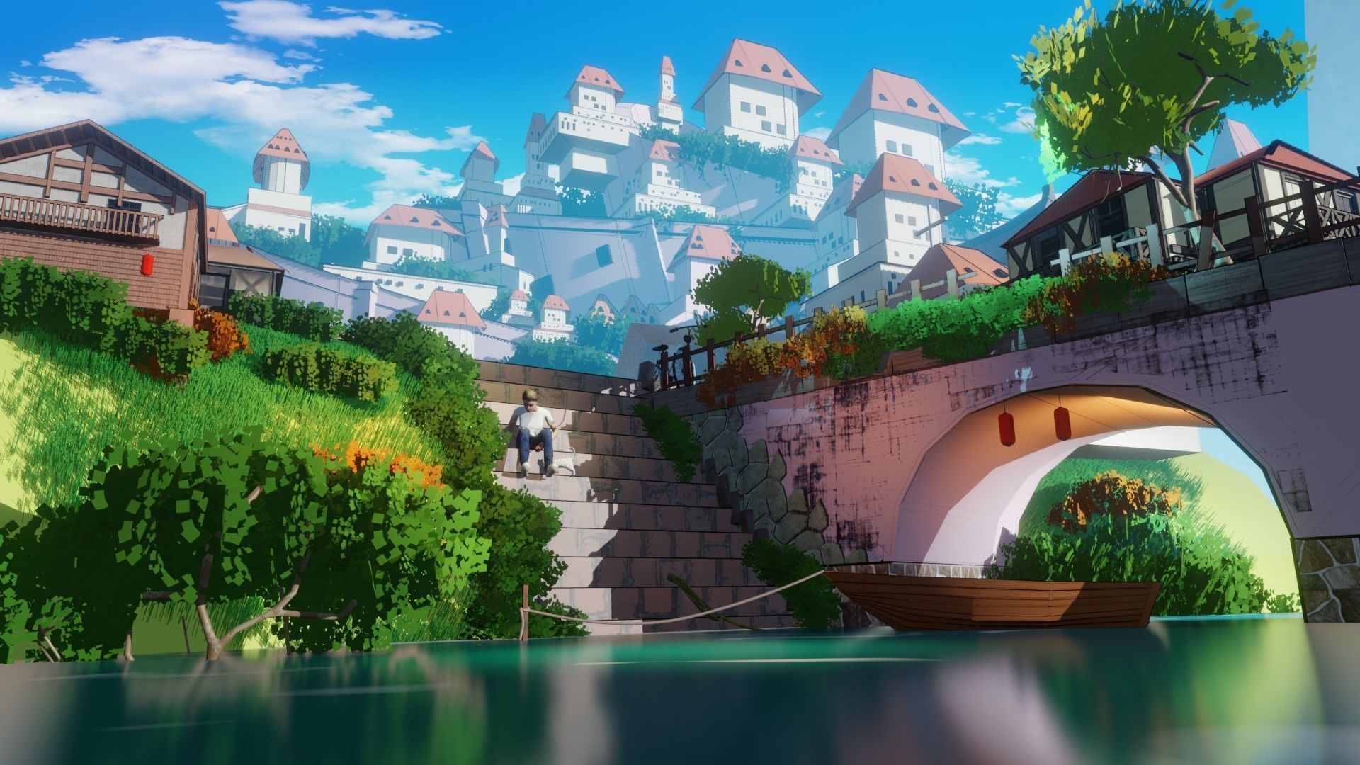 blender anime village town scene 3D model_8