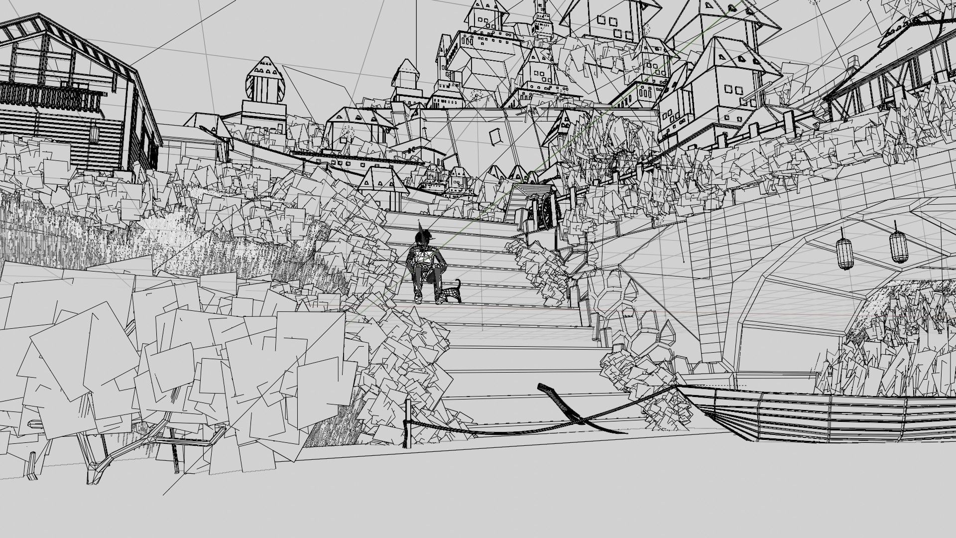 blender anime village town scene 3D model_9