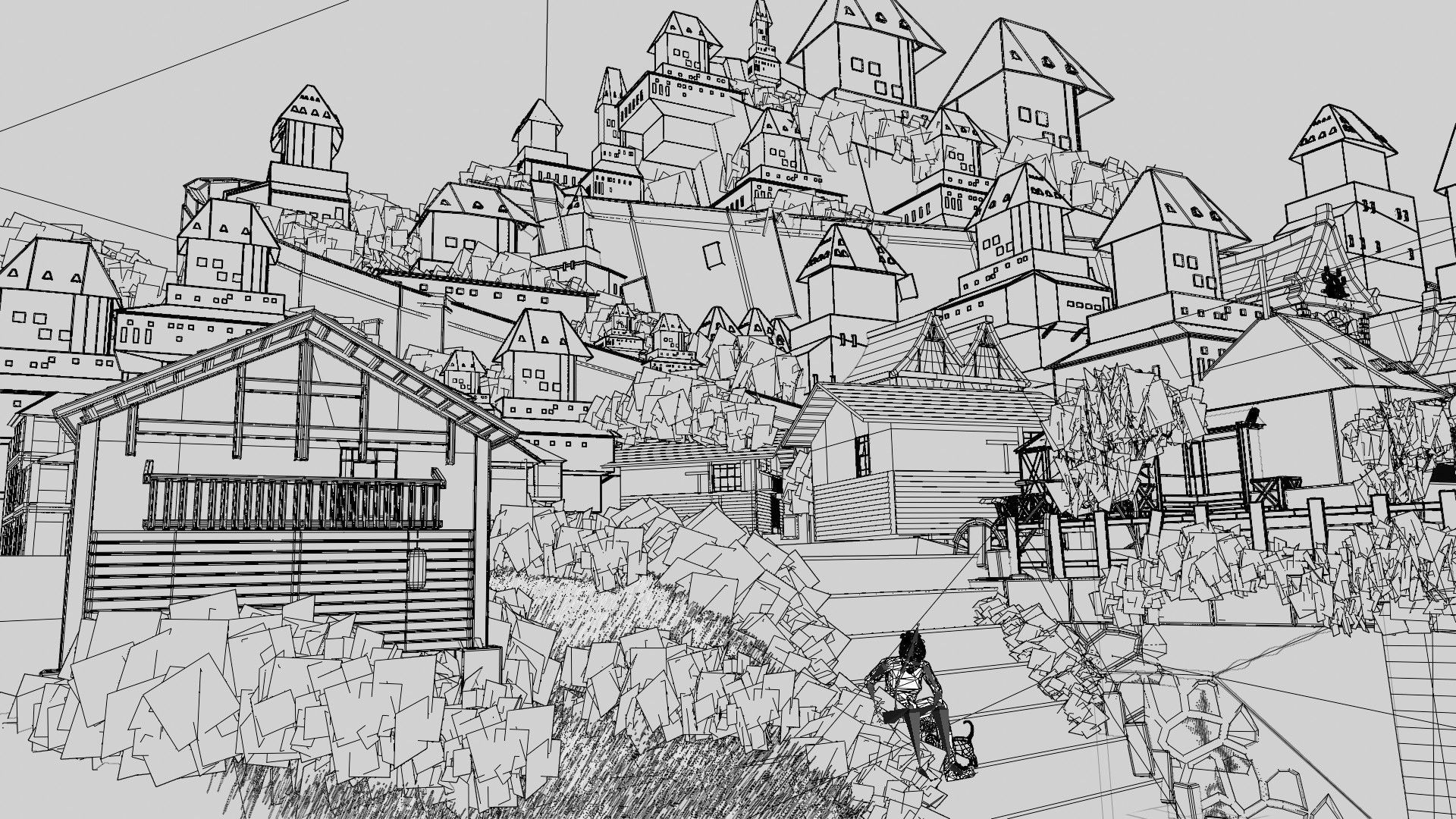 blender anime village town scene 3D model_10