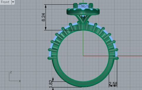 Pear Halo diamond ring with 2-Band 3091 3D print model 3D print model_5
