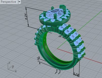 Pear Halo diamond ring with 2-Band 3091 3D print model 3D print model_7