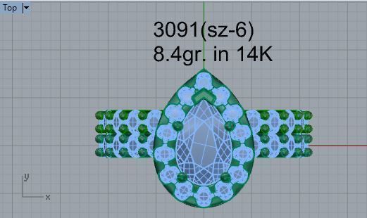 Pear Halo diamond ring with 2-Band 3091 3D print model 3D print model_4