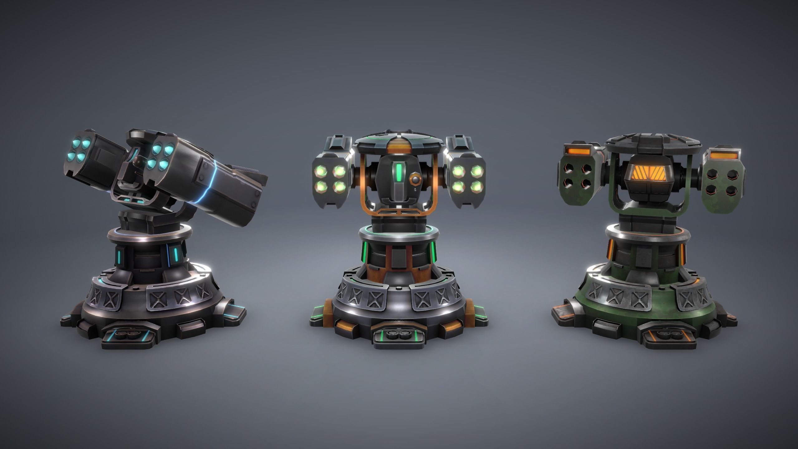 Tower Defence Sci-Fi Turrets Pack Low-poly 3D model_6