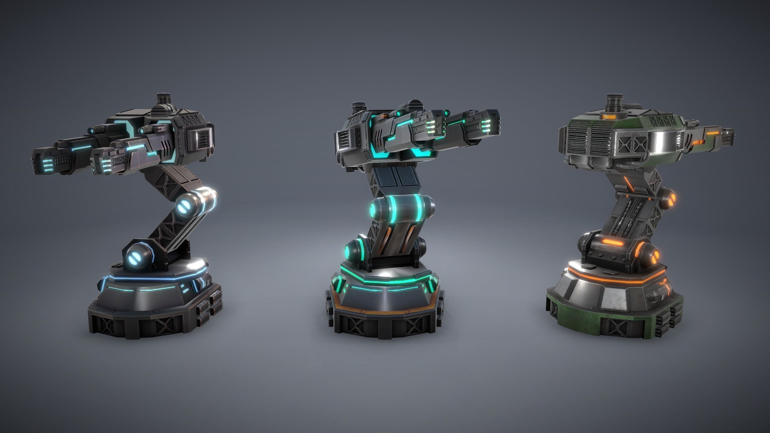 Tower Defence Sci-Fi Turrets Pack Low-poly 3D model_4