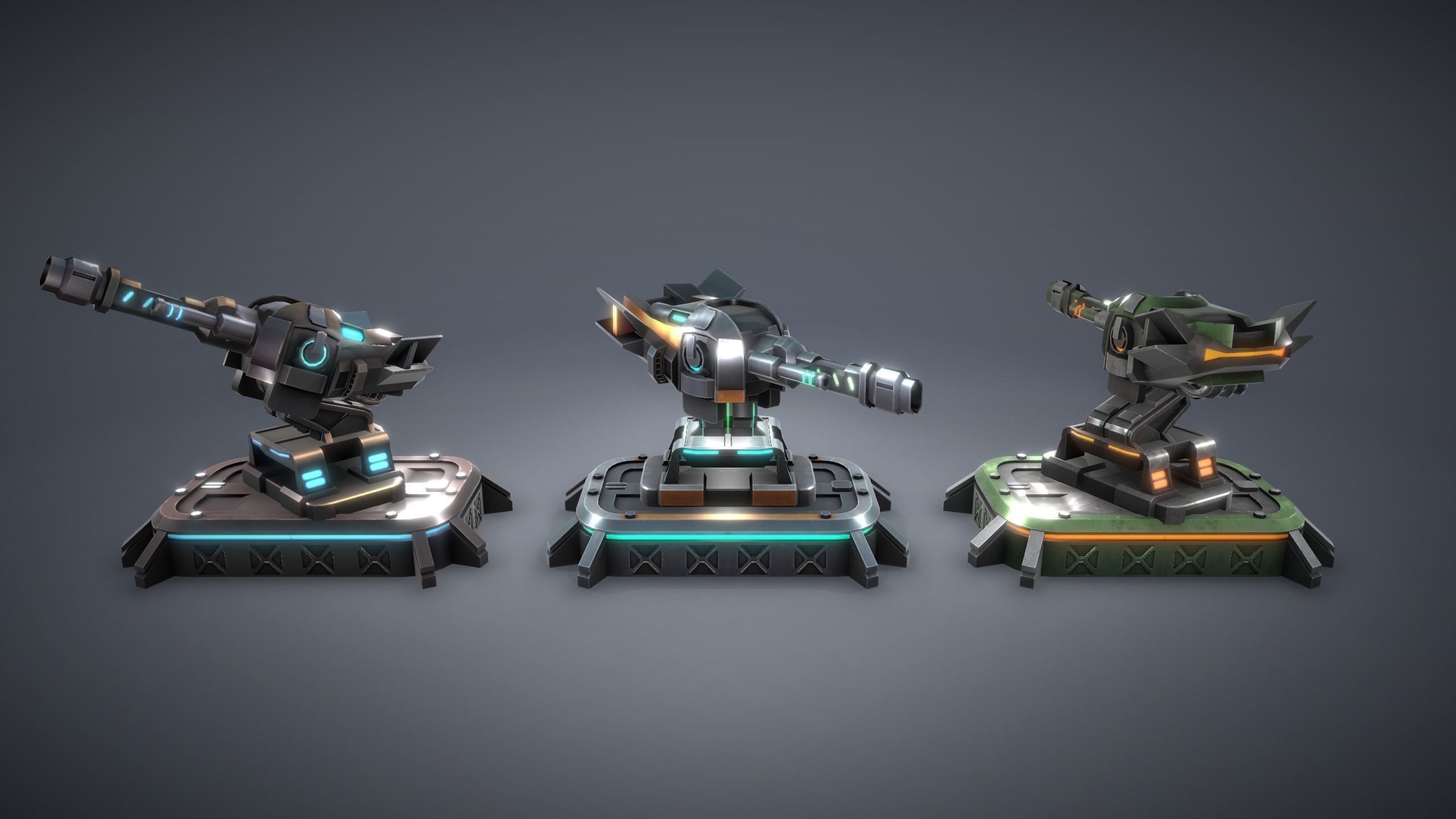 Tower Defence Sci-Fi Turrets Pack Low-poly 3D model_5