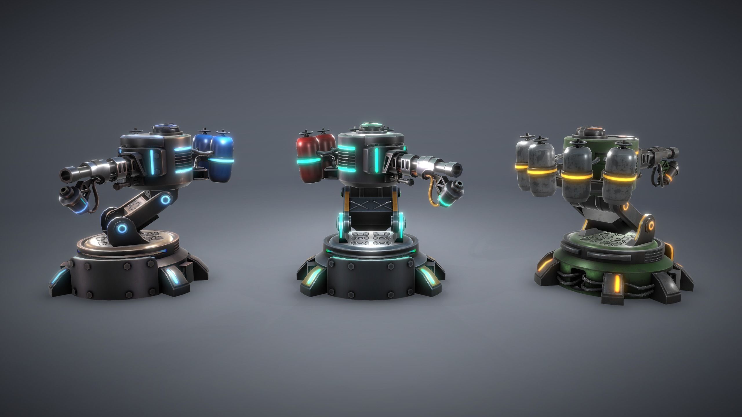 Tower Defence Sci-Fi Turrets Pack Low-poly 3D model_11