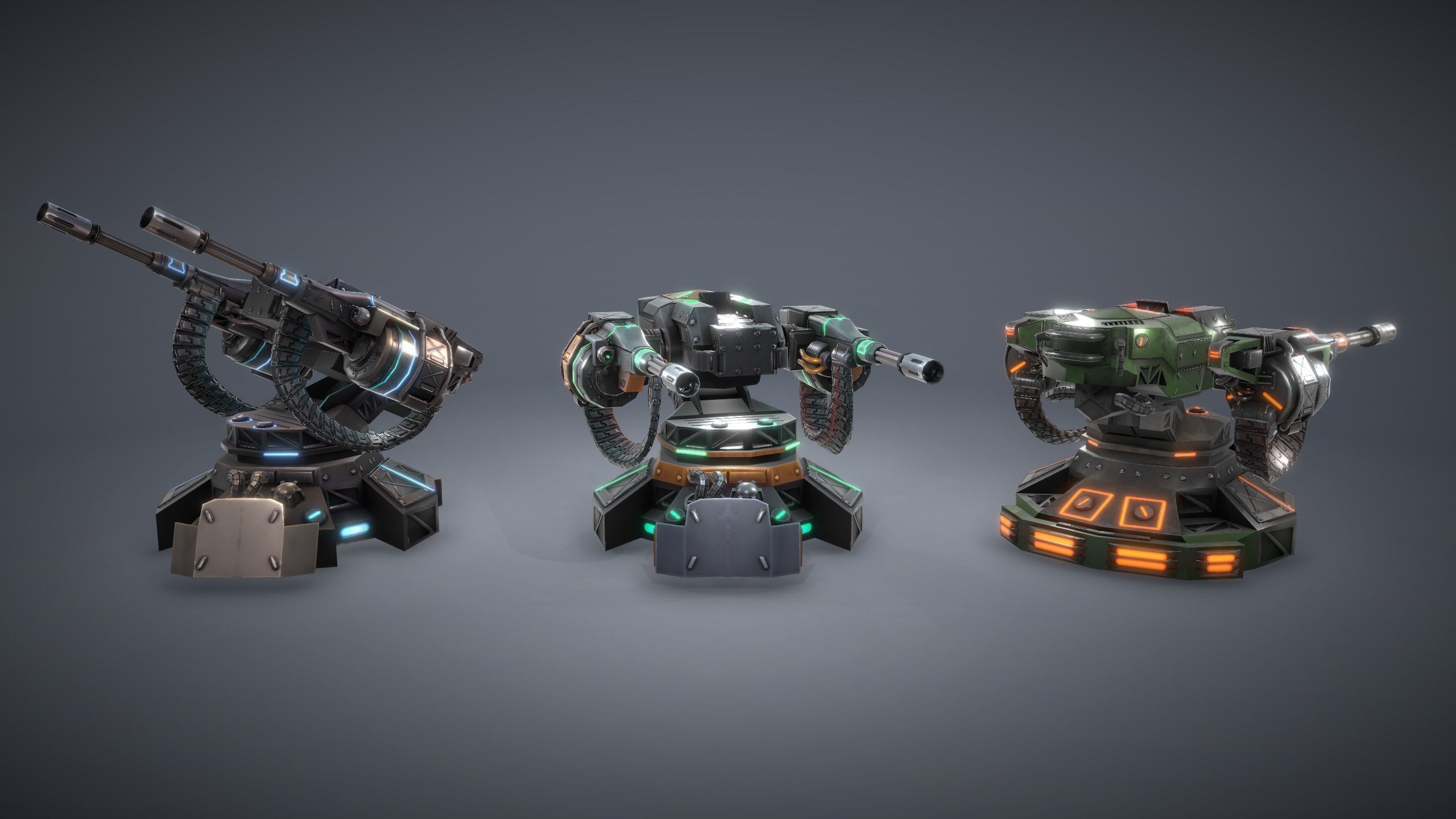 Tower Defence Sci-Fi Turrets Pack Low-poly 3D model_8