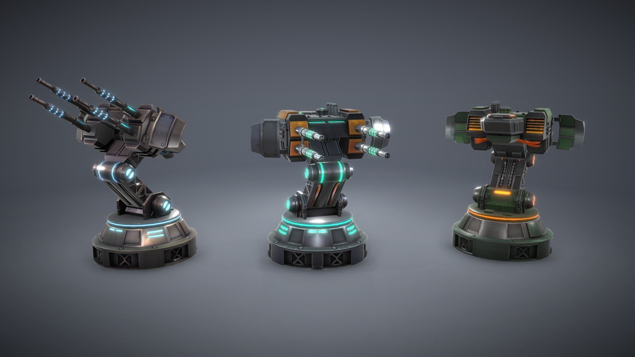 Tower Defence Sci-Fi Turrets Pack Low-poly 3D model_3