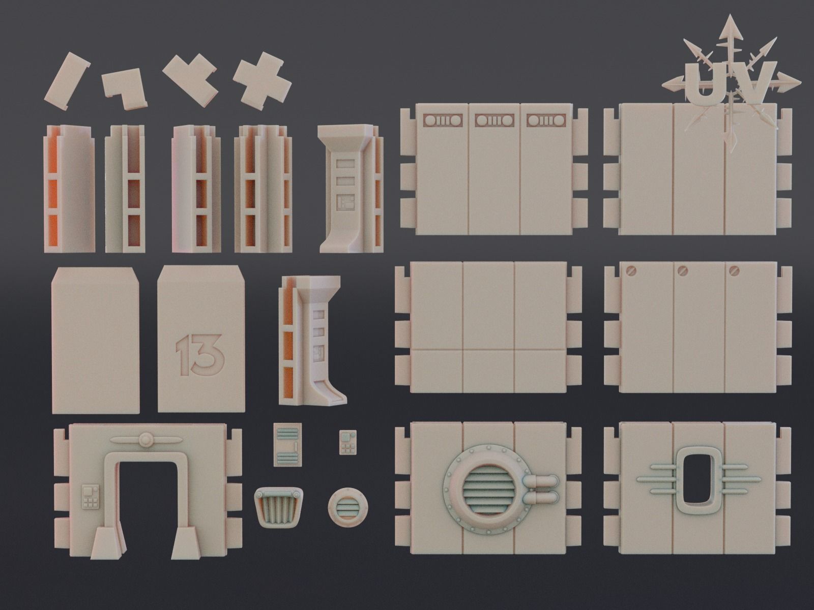 modular vault terrain 3D print model_1