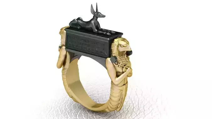 Egyptian God Horus Anubis Ring