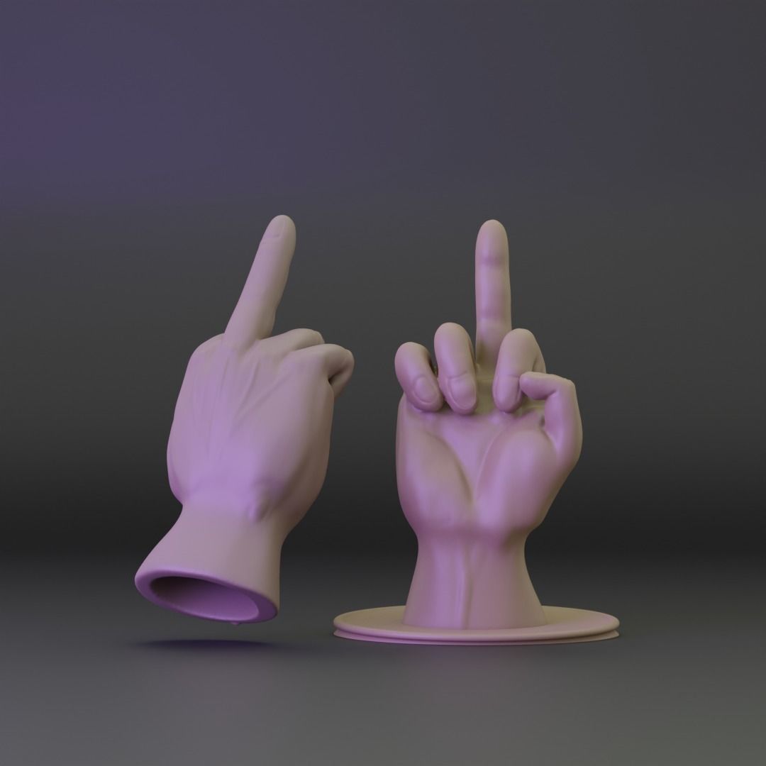 Middlefinger hand gesture for 3D prints 3D print model_1