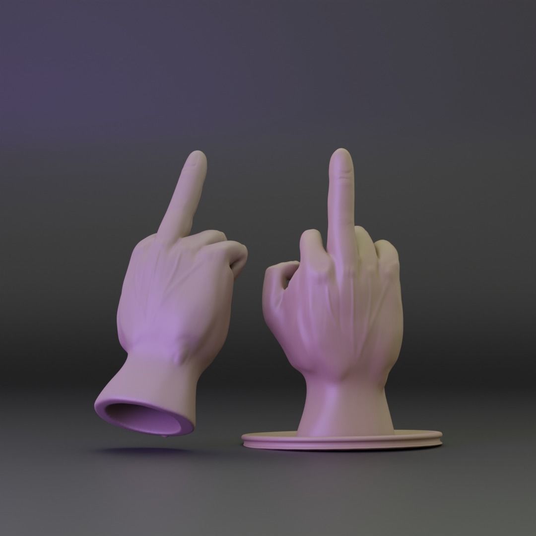 Middlefinger hand gesture for 3D prints 3D print model_2