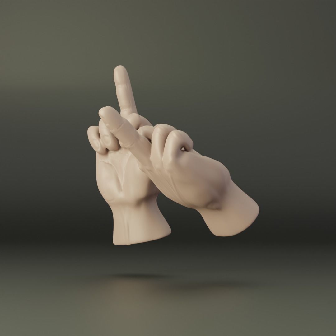 Middlefinger hand gesture for 3D prints 3D print model_3