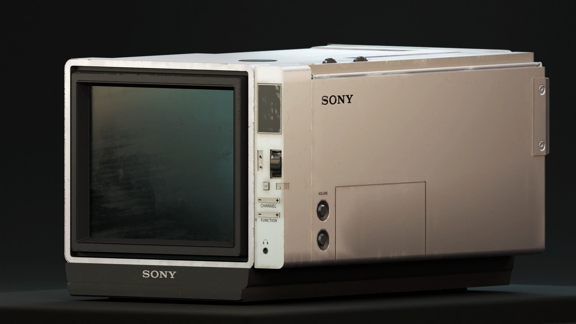 Retro Portable SONY TV Free low-poly 3D model_1