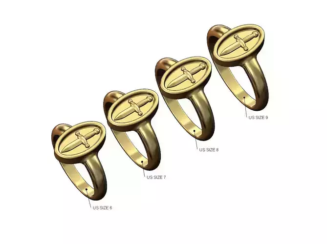 Oval dagger signet ring Us sizes 6to9