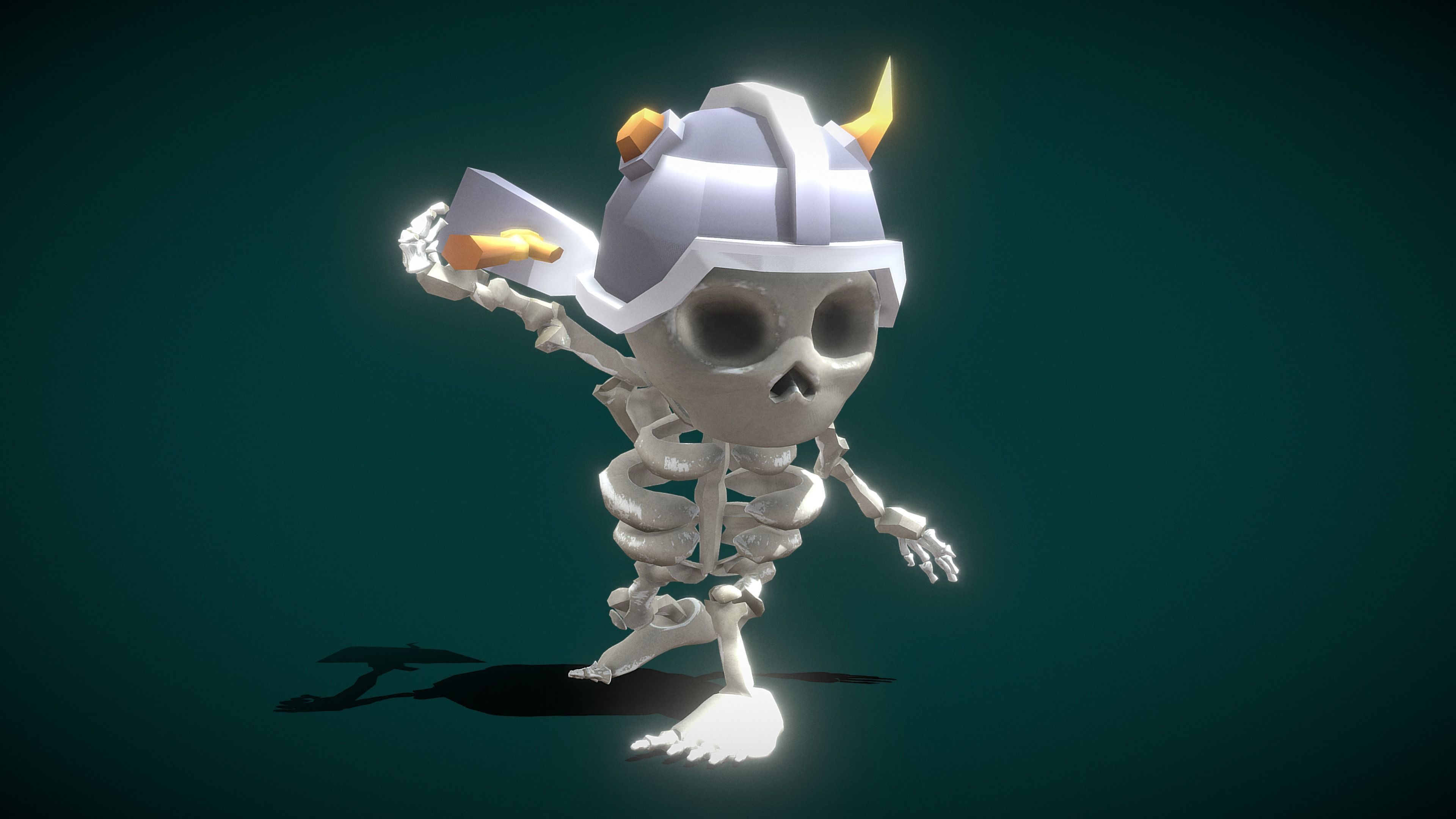 Skeleton Soldier Low-poly 3D model_4